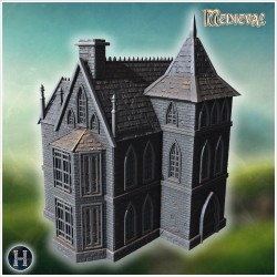 Gothic villa with rooftop terrace... - 3D STL | Hartolia Miniatures