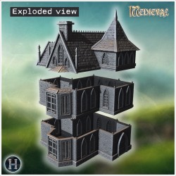 Gothic villa with rooftop terrace... - 3D STL | Hartolia Miniatures