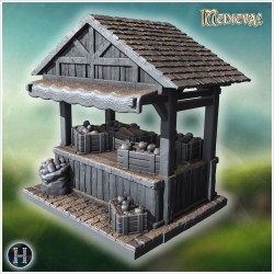 Étal de marché médiéval de fruits... - STL 3D | Hartolia Miniatures