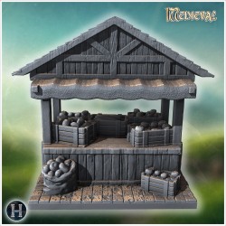 Étal de marché médiéval de fruits... - STL 3D | Hartolia Miniatures
