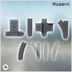 Set of modular railway tracks with... - 3D STL | Hartolia Miniatures