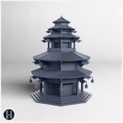 Four-stories pagoda - 3D STL Asian (28mm (1:56)) | Hartolia Miniatures