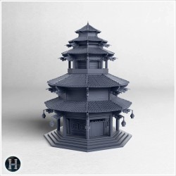 Four-stories pagoda - 3D STL Asian (28mm (1:56)) | Hartolia Miniatures