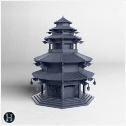 Four-stories pagoda - 3D STL Asian (28mm (1:56)) | Hartolia Miniatures