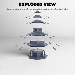 Four-stories pagoda - 3D STL Asian (28mm (1:56)) | Hartolia Miniatures