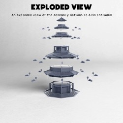 Four-stories pagoda - 3D STL Asian (28mm (1:56)) | Hartolia Miniatures