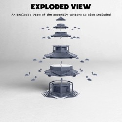 Four-stories pagoda - 3D STL Asian (28mm (1:56)) | Hartolia Miniatures