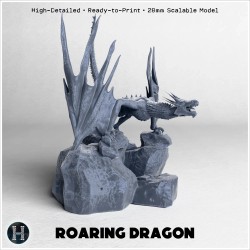 Vociferous dragon on rock - 3D STL File Fantasy | Hartolia Miniatures