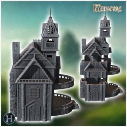 Large medieval residence with wide... - 3D STL | Hartolia Miniatures