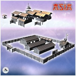 Camp with three wooden barracks and... - 3D STL | Hartolia Miniatures