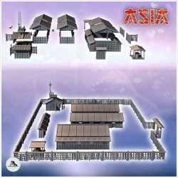 Camp with three wooden barracks and... - 3D STL | Hartolia Miniatures