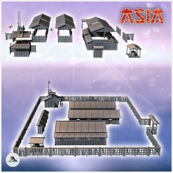 Camp with three wooden barracks and... - 3D STL | Hartolia Miniatures