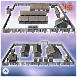 Camp with three wooden barracks and... - 3D STL | Hartolia Miniatures