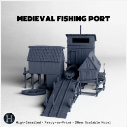 Village portuaire médiéval avec... - STL 3D | Hartolia Miniatures
