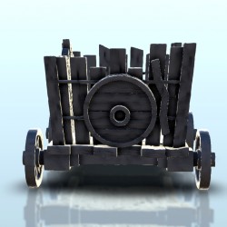 Wooden cart on wheels with barrels 1