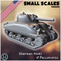 Sherman M4A1 (small scales version) - 3D STL | Hartolia Miniatures