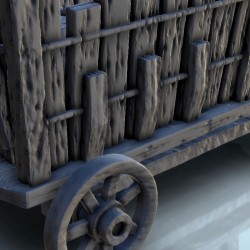 Wooden cart on wheels with barrels 1
