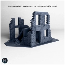 Ruined brick building with exposed... - 3D STL | Hartolia Miniatures