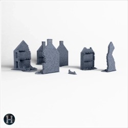 Set of 6 tall ruined building walls... - 3D STL | Hartolia Miniatures