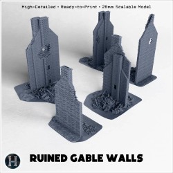Set of 5 tall ruined building walls... - 3D STL | Hartolia Miniatures