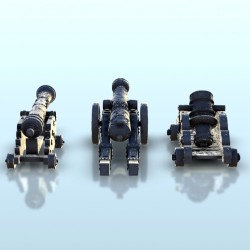 Set of three modern cannons and bombards 3