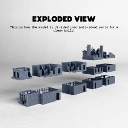 Ruined two-story commercial... - 3D STL | Hartolia Miniatures