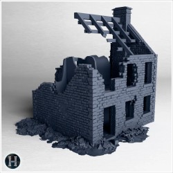 Ruined two-story house model with... - 3D STL | Hartolia Miniatures