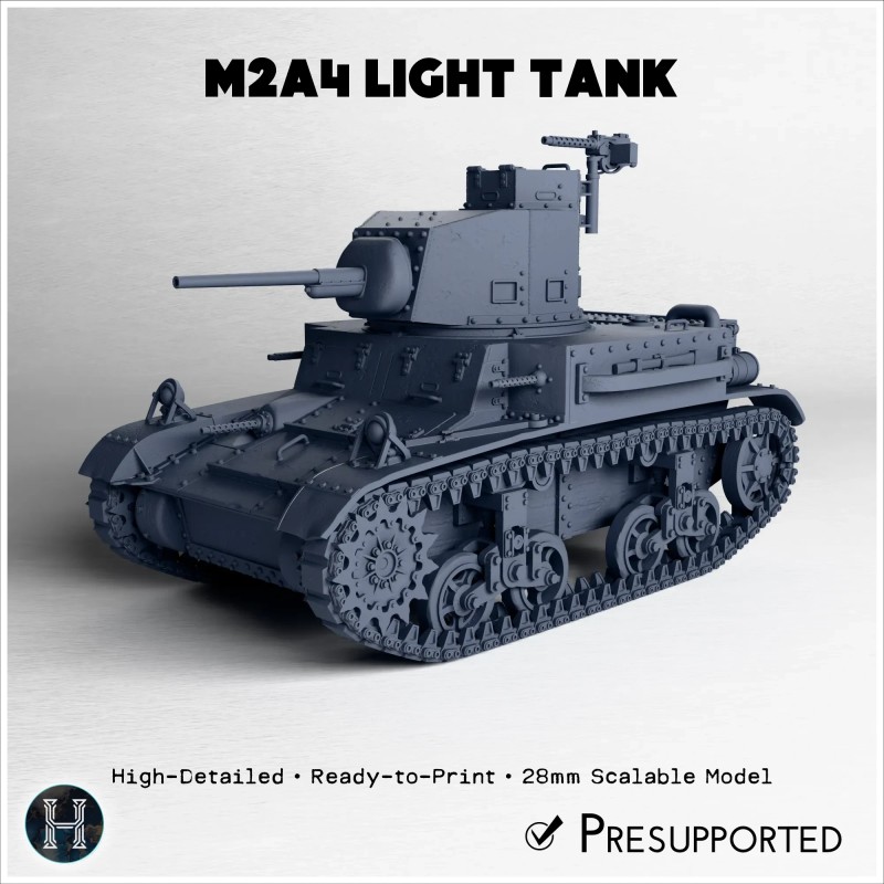 M2A4 Light Tank (combat damaged... - 3D STL | Hartolia Miniatures
