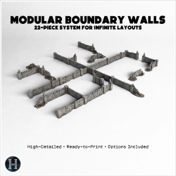Modular miniature ruined stone wall... - 3D STL | Hartolia Miniatures