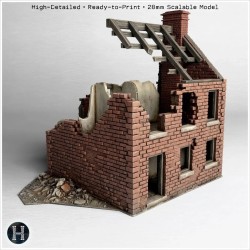 Ruined brick house model with... - 3D STL | Hartolia Miniatures