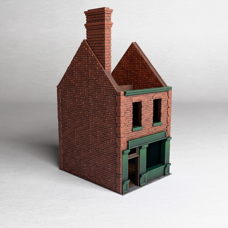 Brick Building with Ground-Floor... - 3D STL | Hartolia Miniatures