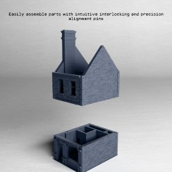 Brick Building with Ground-Floor... - 3D STL | Hartolia Miniatures