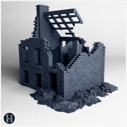 Destroyed two-story house model... - 3D STL | Hartolia Miniatures