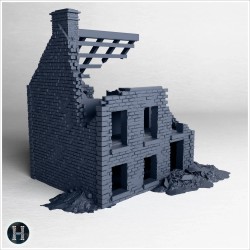 Destroyed two-story house model... - 3D STL | Hartolia Miniatures