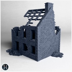 Destroyed two-story house model... - 3D STL | Hartolia Miniatures