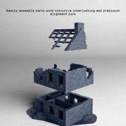 Destroyed two-story house model... - 3D STL | Hartolia Miniatures