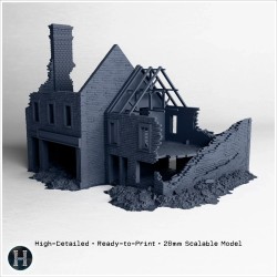 Destroyed brick house with exposed... - 3D STL | Hartolia Miniatures