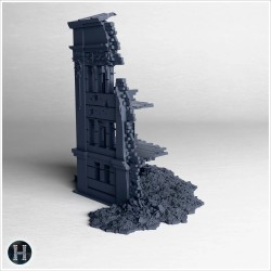 Narrow damaged building with... - 3D STL | Hartolia Miniatures