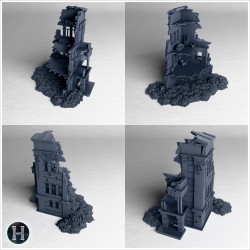 Narrow damaged building with... - 3D STL | Hartolia Miniatures