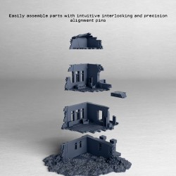 Narrow damaged building with... - 3D STL | Hartolia Miniatures