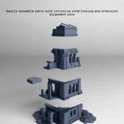 Narrow damaged building with... - 3D STL | Hartolia Miniatures