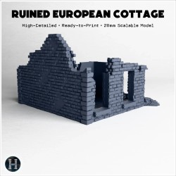 Ruined brick wall section with... - 3D STL | Hartolia Miniatures