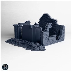 Ruined brick wall section with... - 3D STL | Hartolia Miniatures