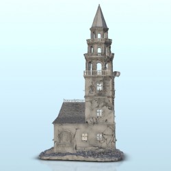 Ruined bell tower with house 13