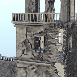 Ruined bell tower with house 13