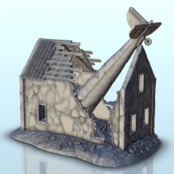 Ruined house with plane...