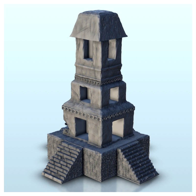 Mesoamerican tower with stairs 34
