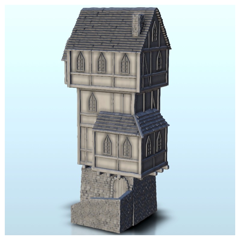 Medieval house in tower with stone stair 7