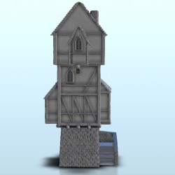 Medieval house in tower with stone stair 7