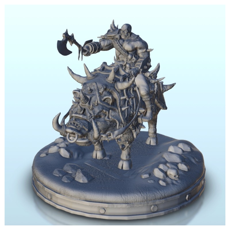 Orc hero with axe on boar 4 |  | Hartolia miniatures